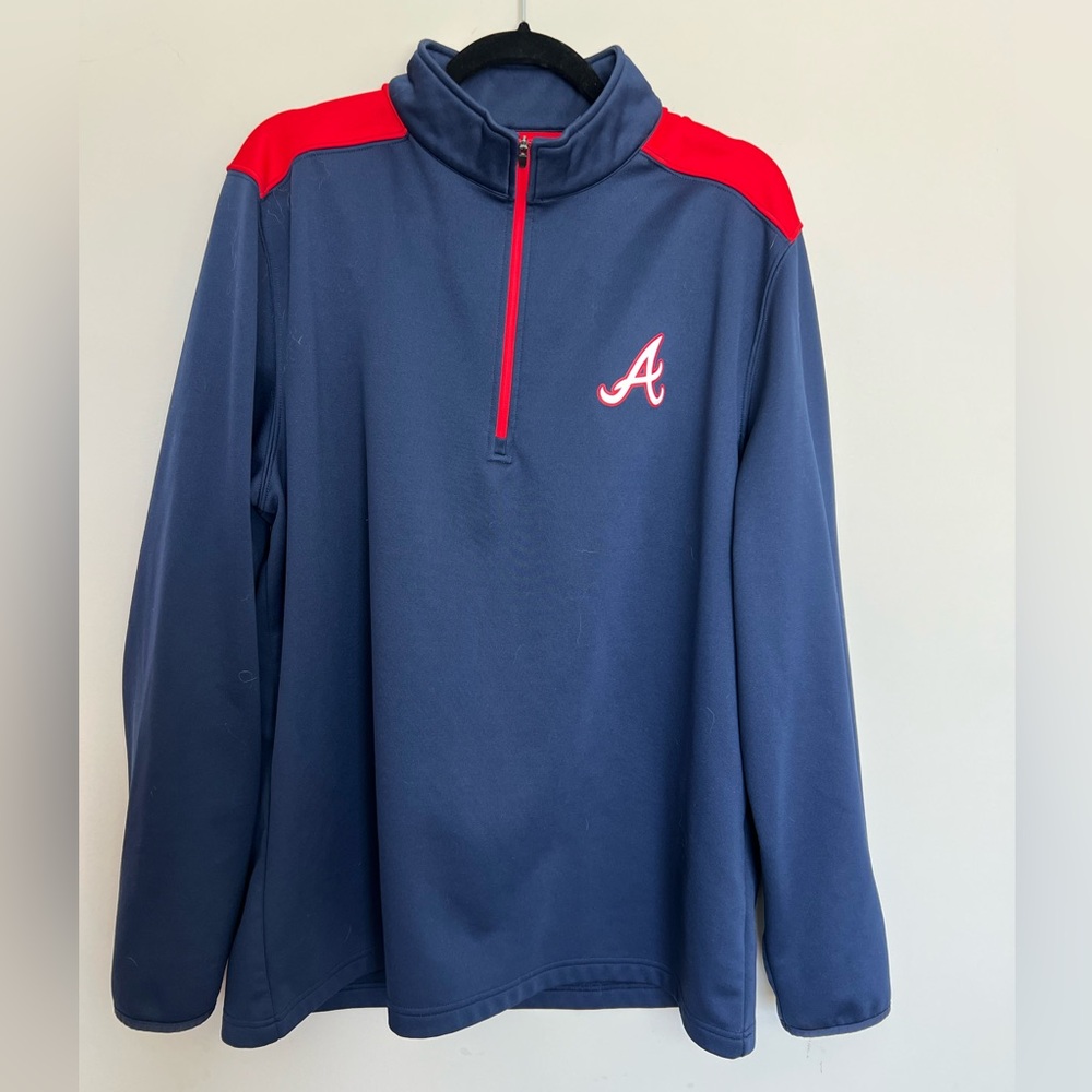 Vintage MLB Genuine Merchandise Atlanta Braves Navy and Red Pullover Size XL
